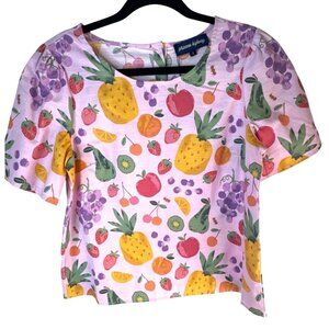 Modcloth Princess Highway Size 4 Pink Fruit Print Short Sleeve Top New